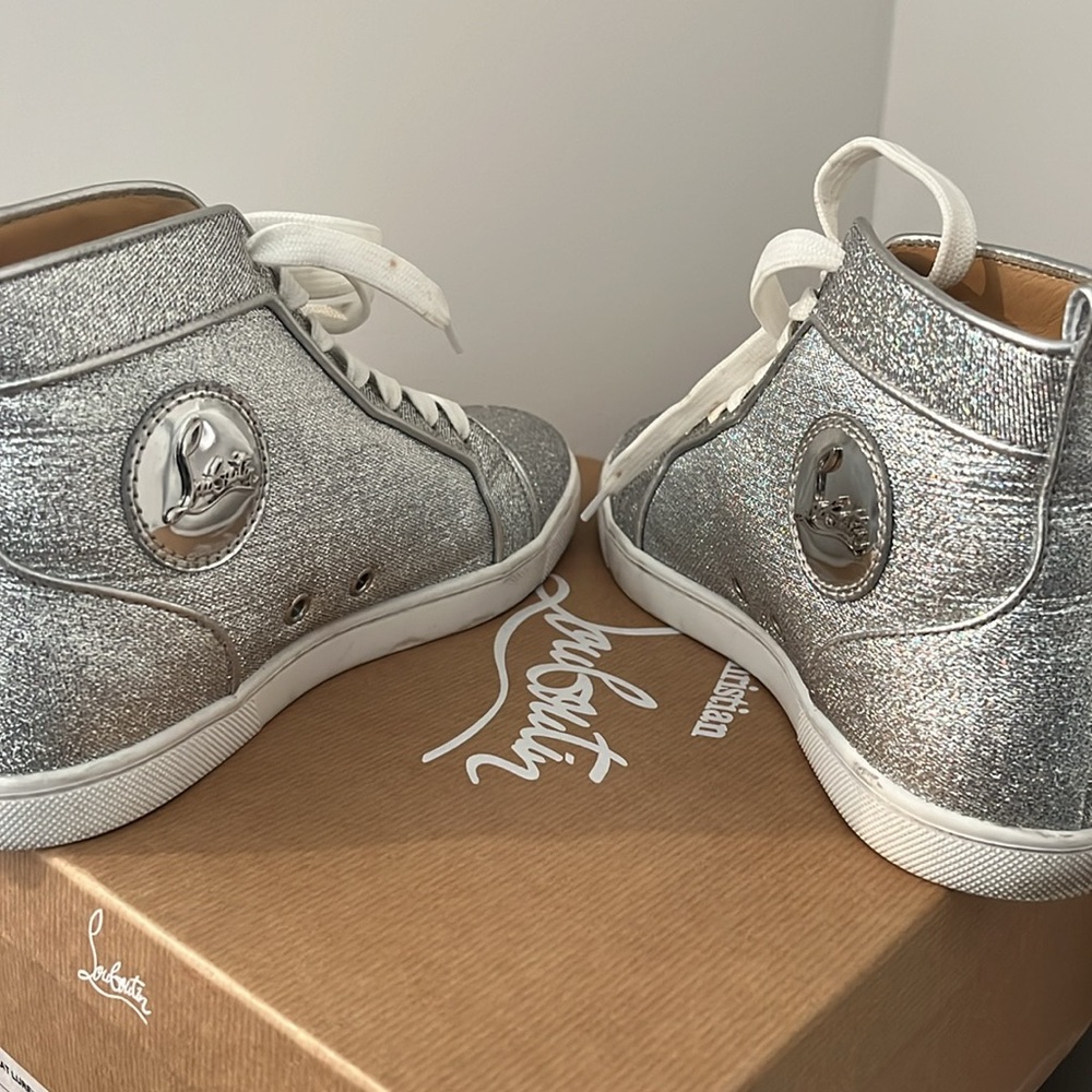 Silver glitter Christian Louboutin  high top sneakers size 39